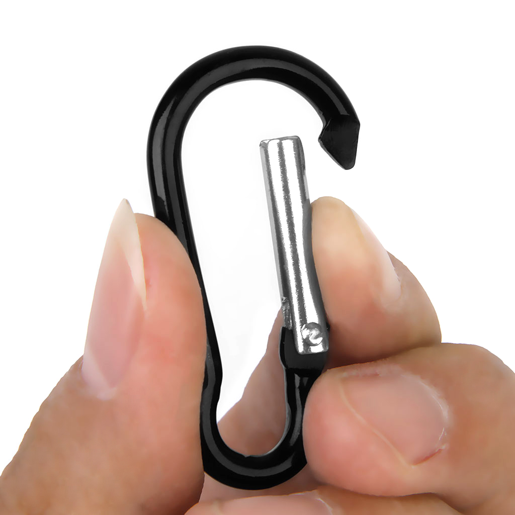 Aluminum Carabiner Camp Snap Hook Keychain Hiking - Black