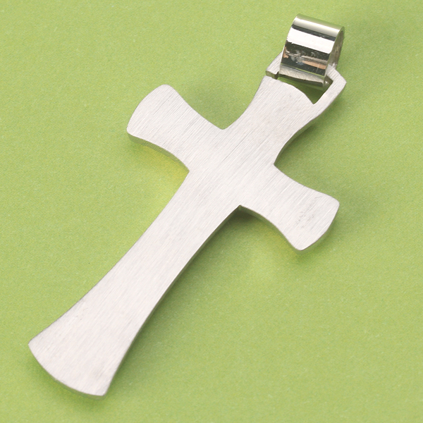 Silver and Golden Men's Double Layer Stainless Steel Cross Scripture Pendant 