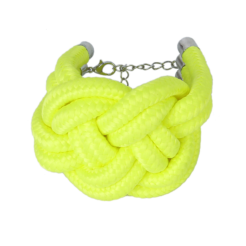 Handmade Chunky Fluorescent Cotton Rope Woven Neon Yellow Bracelet Wristband