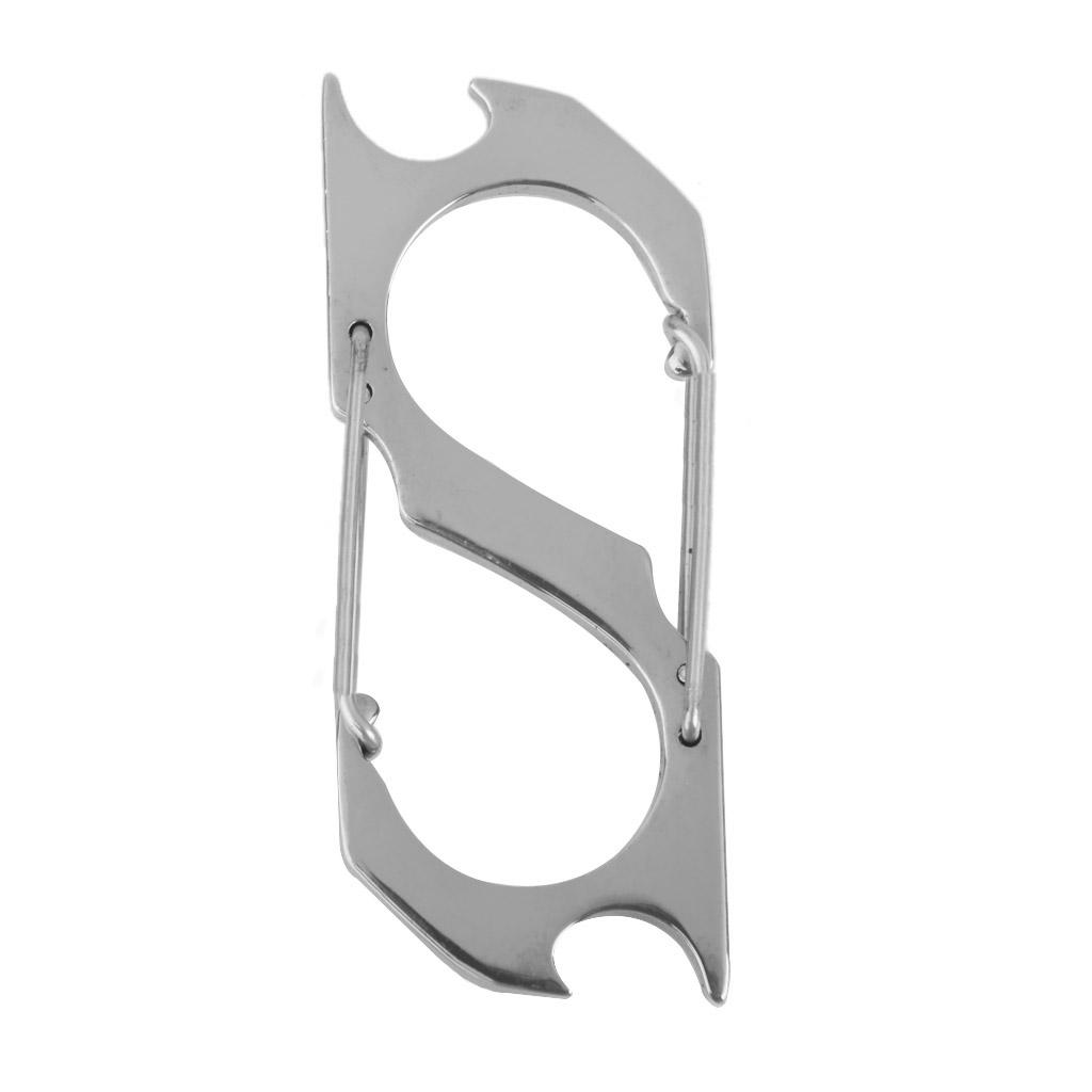 Silver S-shape Camping Hiking Keyring Keychain Hanging Buckle Bottle Opener