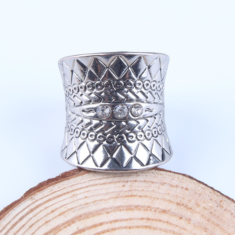 Bohemia Ethnic Vintage Carved Flower Diamante Crystal Rhinestone Charm Ring