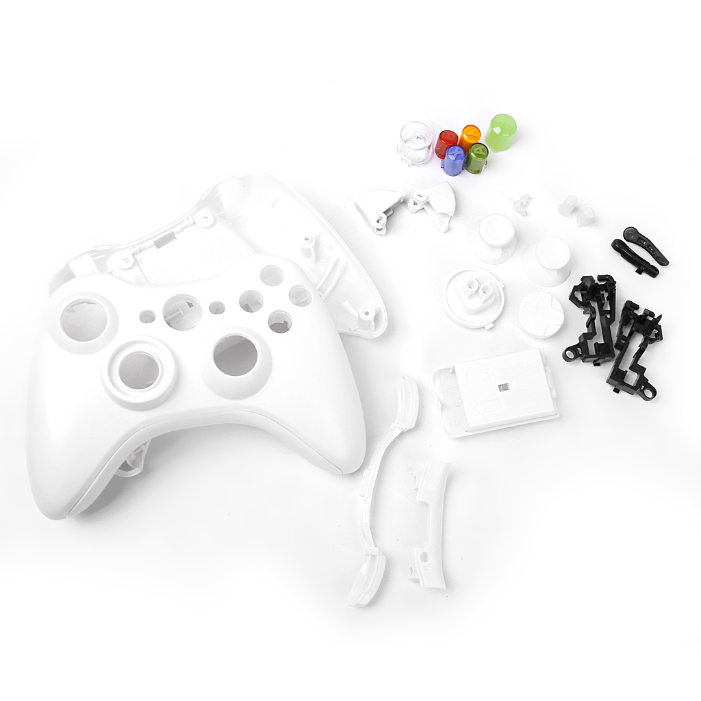 Full Housing Shell Case Kit Replacement Parts for Xbox 360 Wireless Controller - White