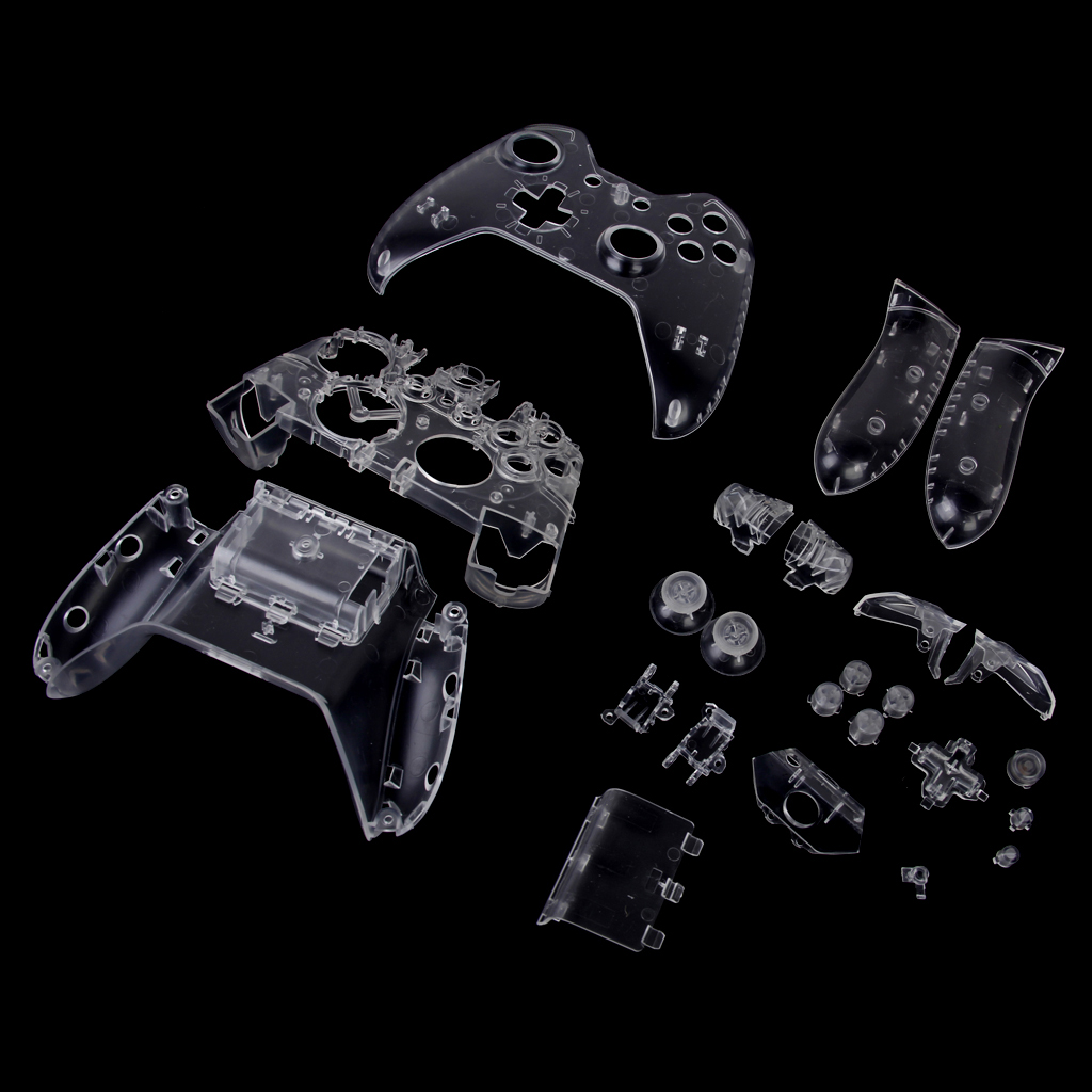Full Housing Shell Case Kit Replacement Parts for Xbox One Controller -Clear