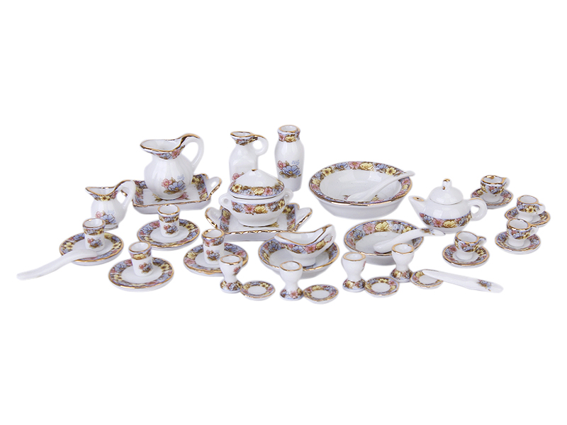 Porcelain Tea Set Dollhouse Miniature