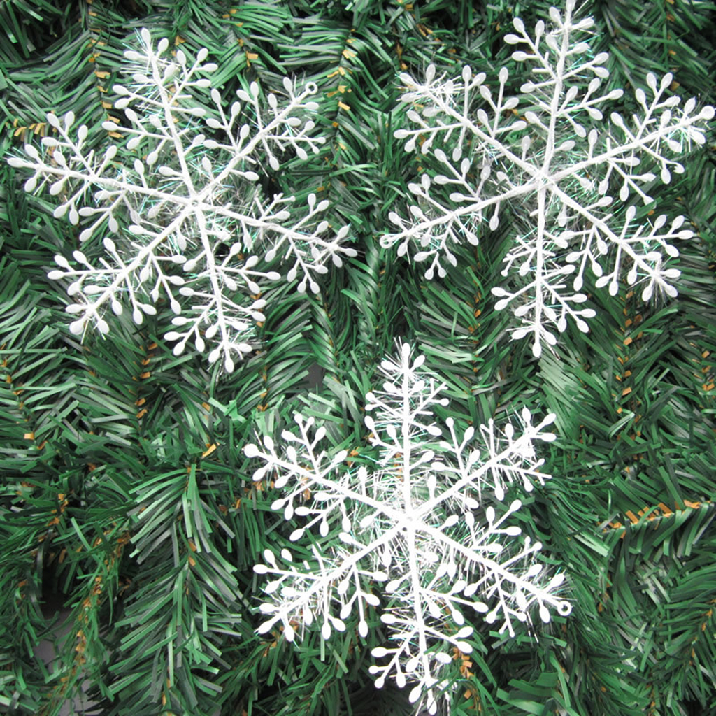 30pcs Christmas Decorations Supplies White Snow Snowflakes Hanging Ornaments 13cm