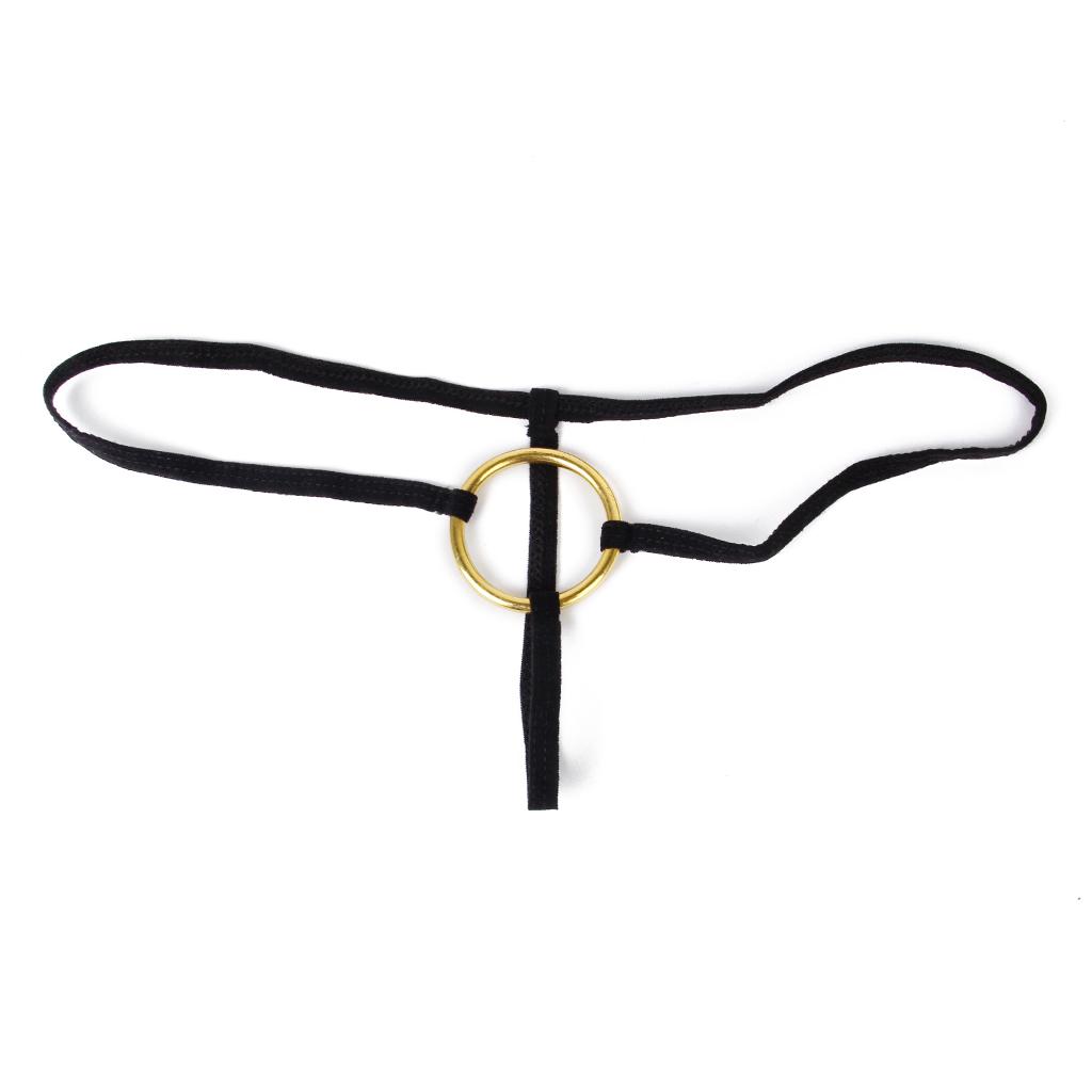  Black Sexy Men G-string Thong With Gold Plastic Ring Underwear