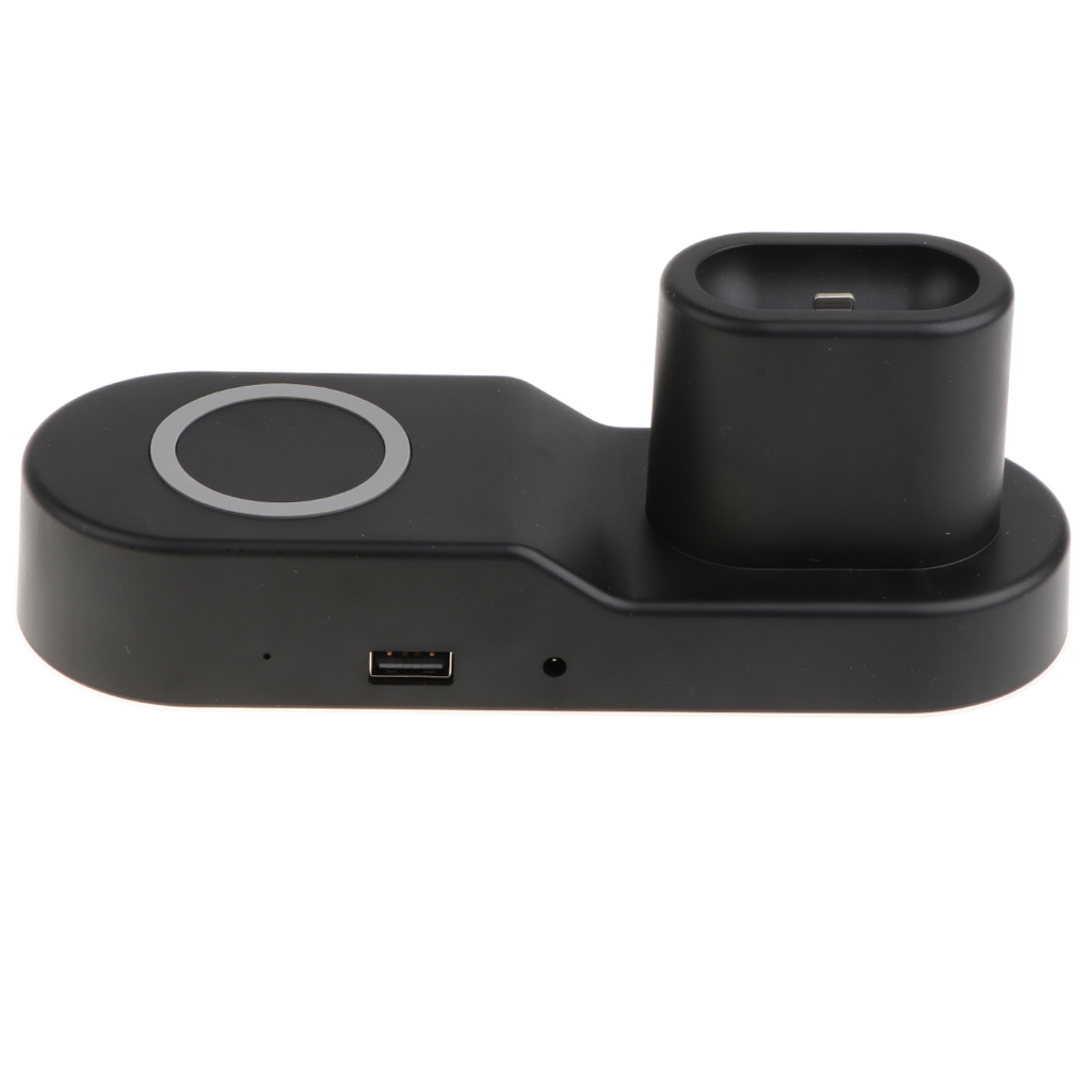 Multifunctional Qi Wireless Charger Charging Dock for Apple US Plug black