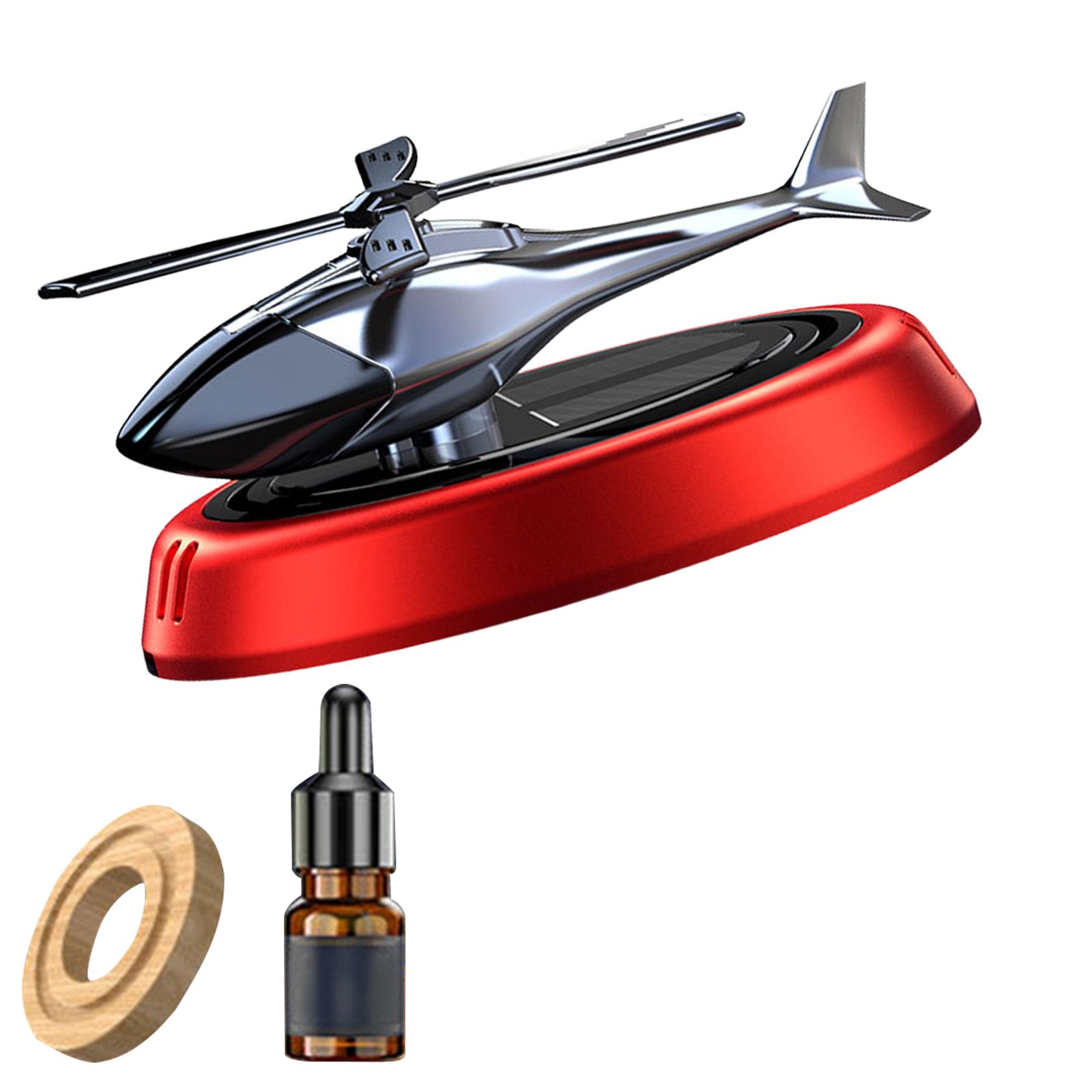 Helicopter Car Air Freshener Office Dual Frequency Mode Solar Autorotation Red