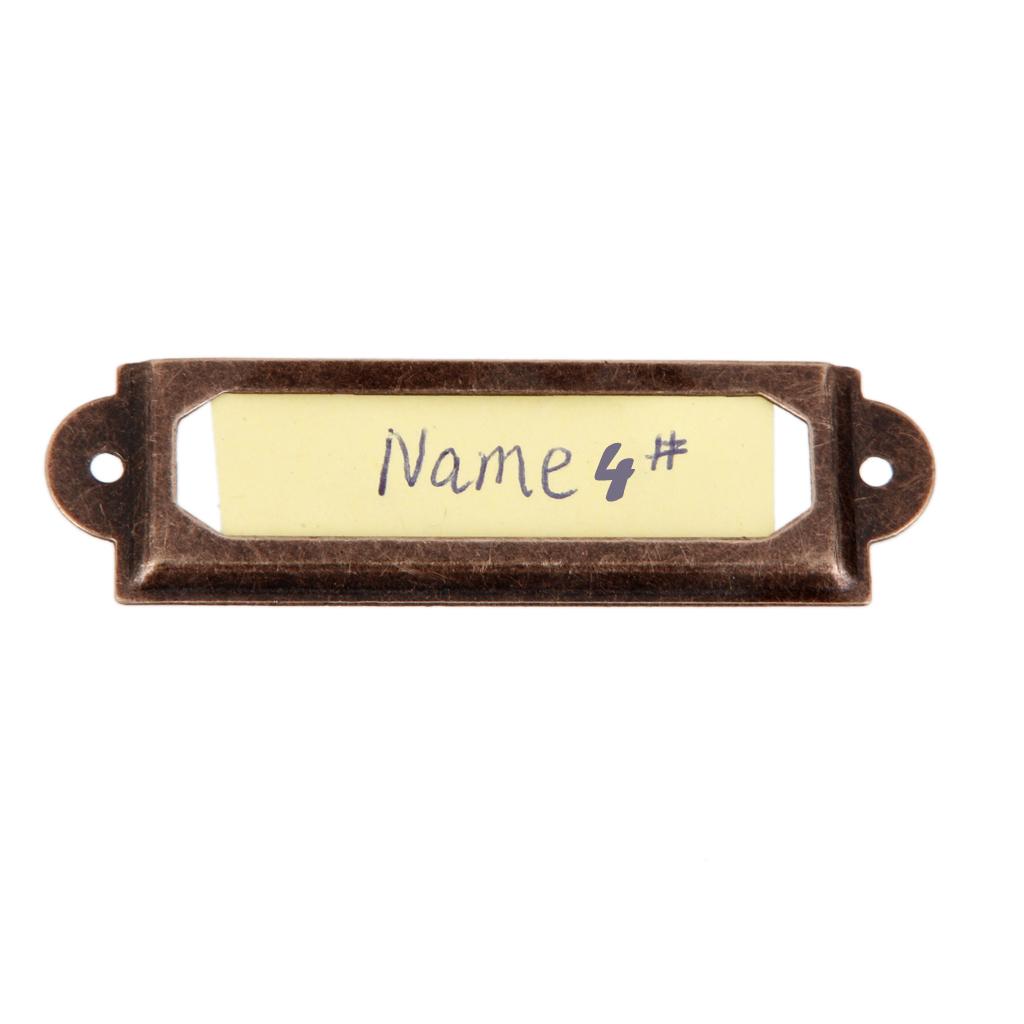50Pcs Cabinet Frame Label Tag Pull Handle File Name Card Holder Red Copper