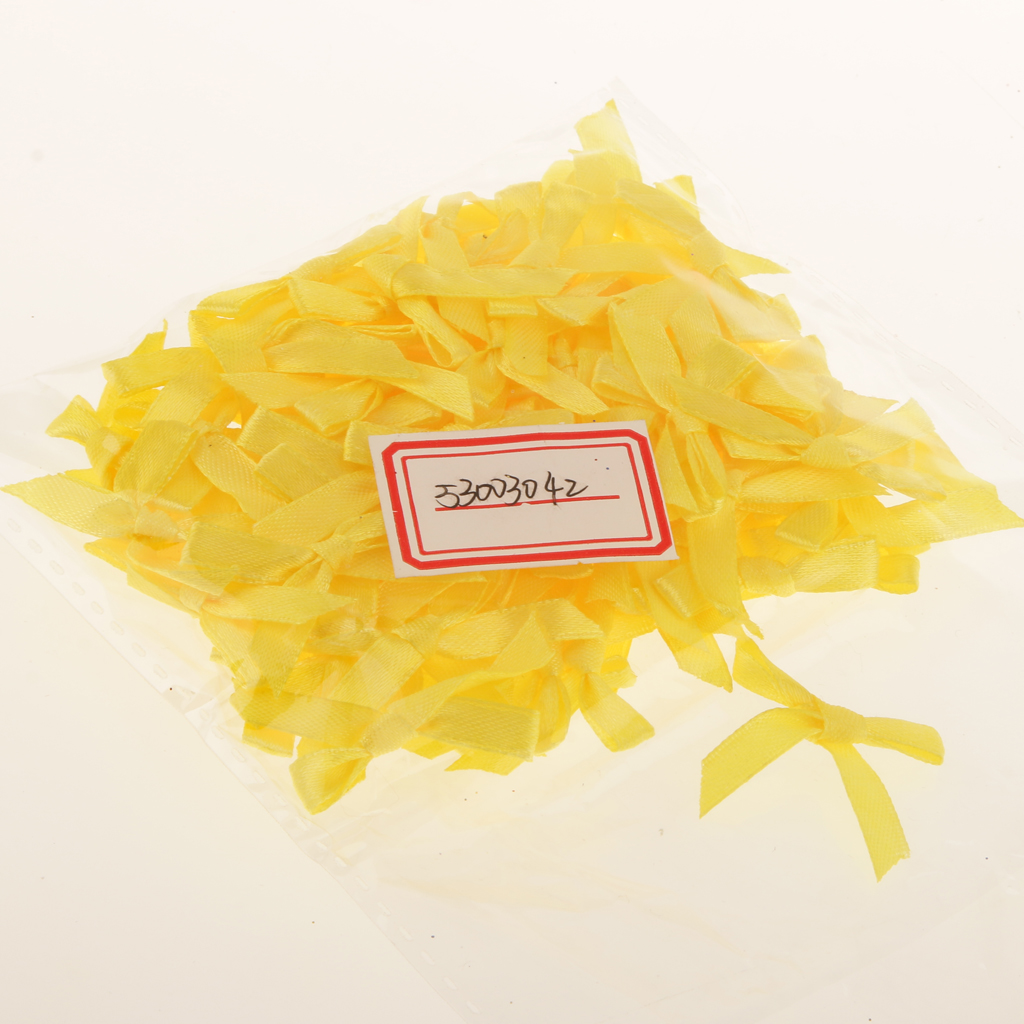 100pcs Mini 3cm Ribbon Bowtie DIY Sewing Gift Box Embellishment-Yellow
