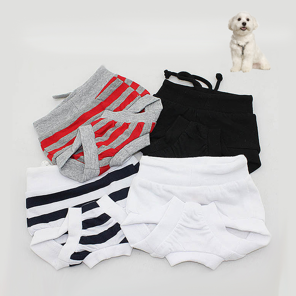 Female Pet Dog Diaper Sanitary Pant Panty Underwear Black White Stripe S