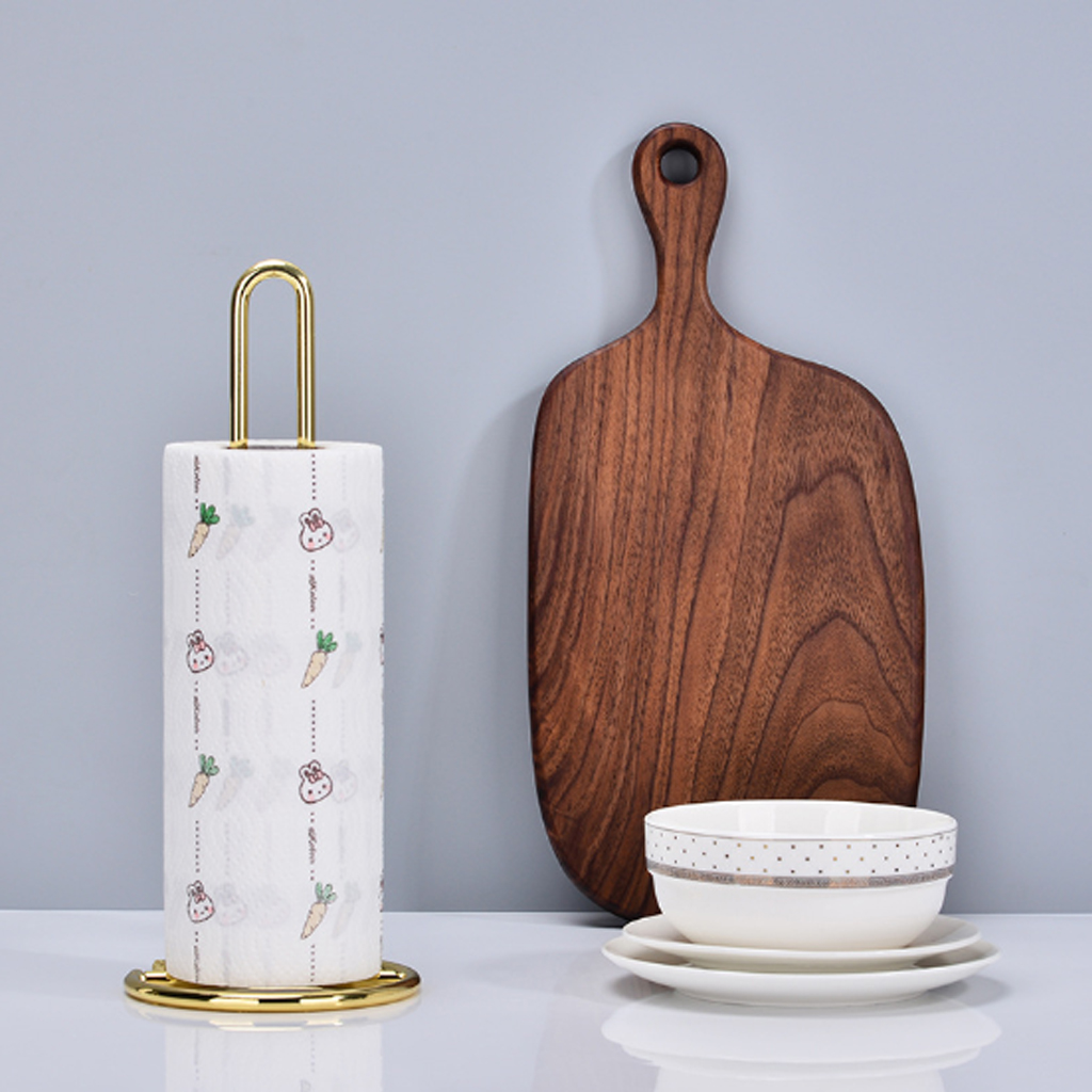 Stainless Steel Standing Paper Towel Holder for Kitchen Bathroom Golden