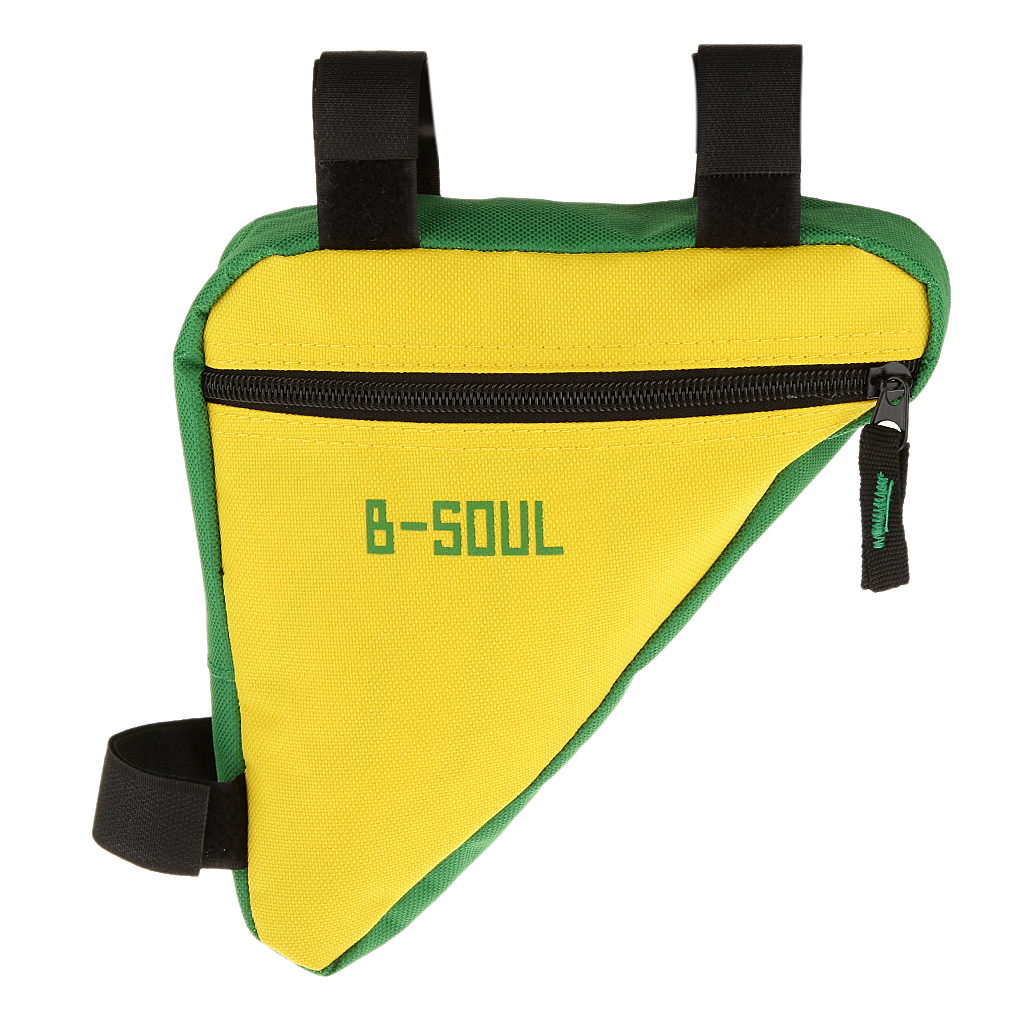 Triangle Cycling Bike Bicycle Front Tube Frame Pouch Bag Saddle Yellow green