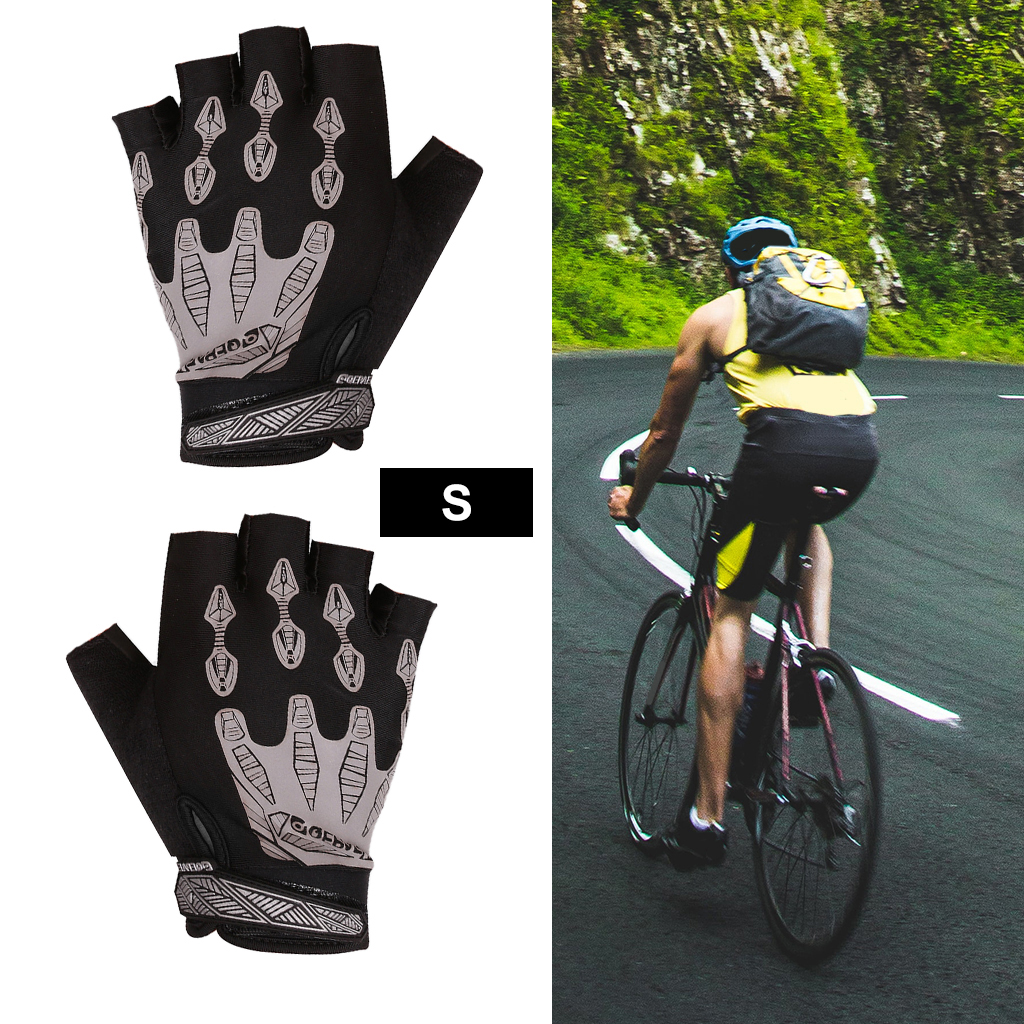Cycling Gloves Half Finger Bicycle Damping Fingerless Sports Gray S