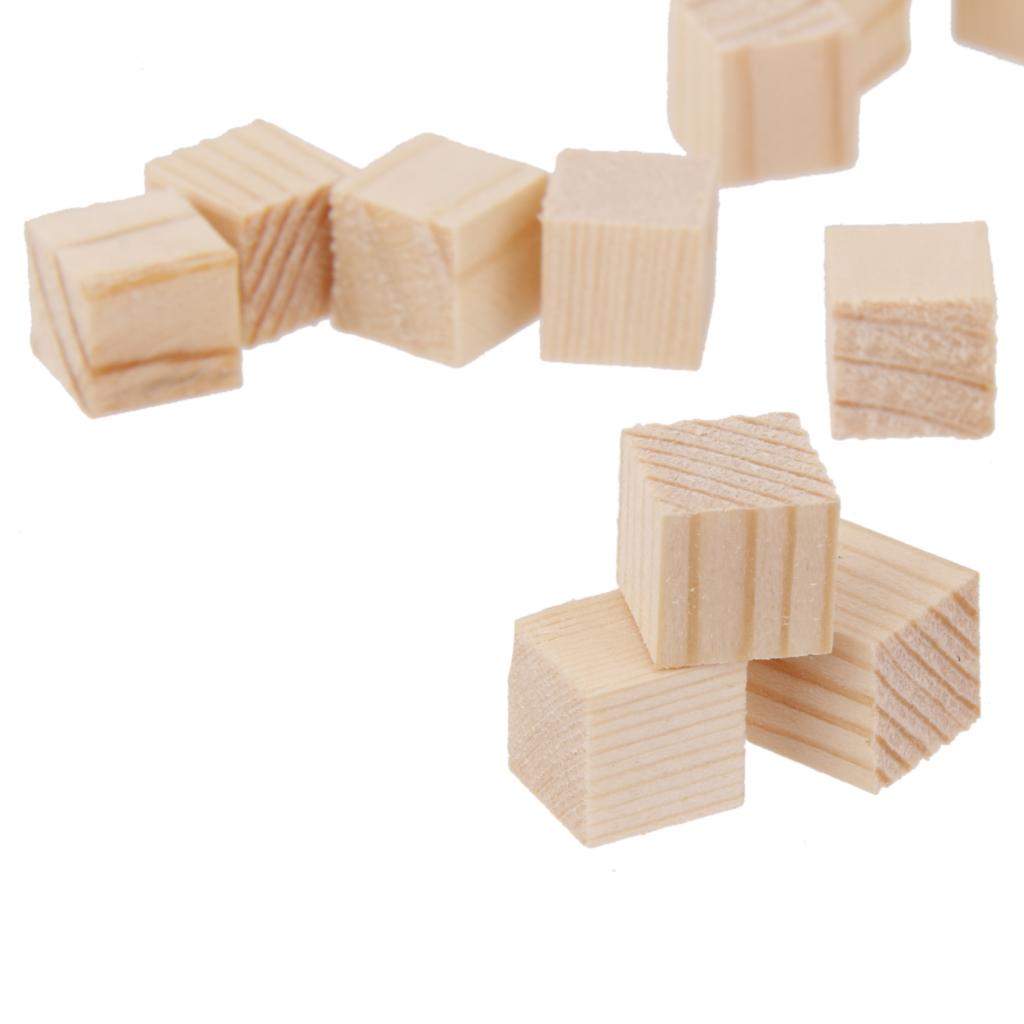 14x50Pcs Natural Wooden Squre Mini Cubes Embellishment for Craft 10x10x10mm
