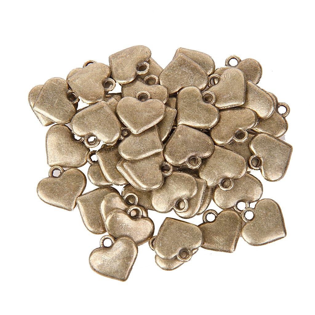 50Pcs Antique Bronze Heart Pendant Pattern Charms DIY Jewelry Findings