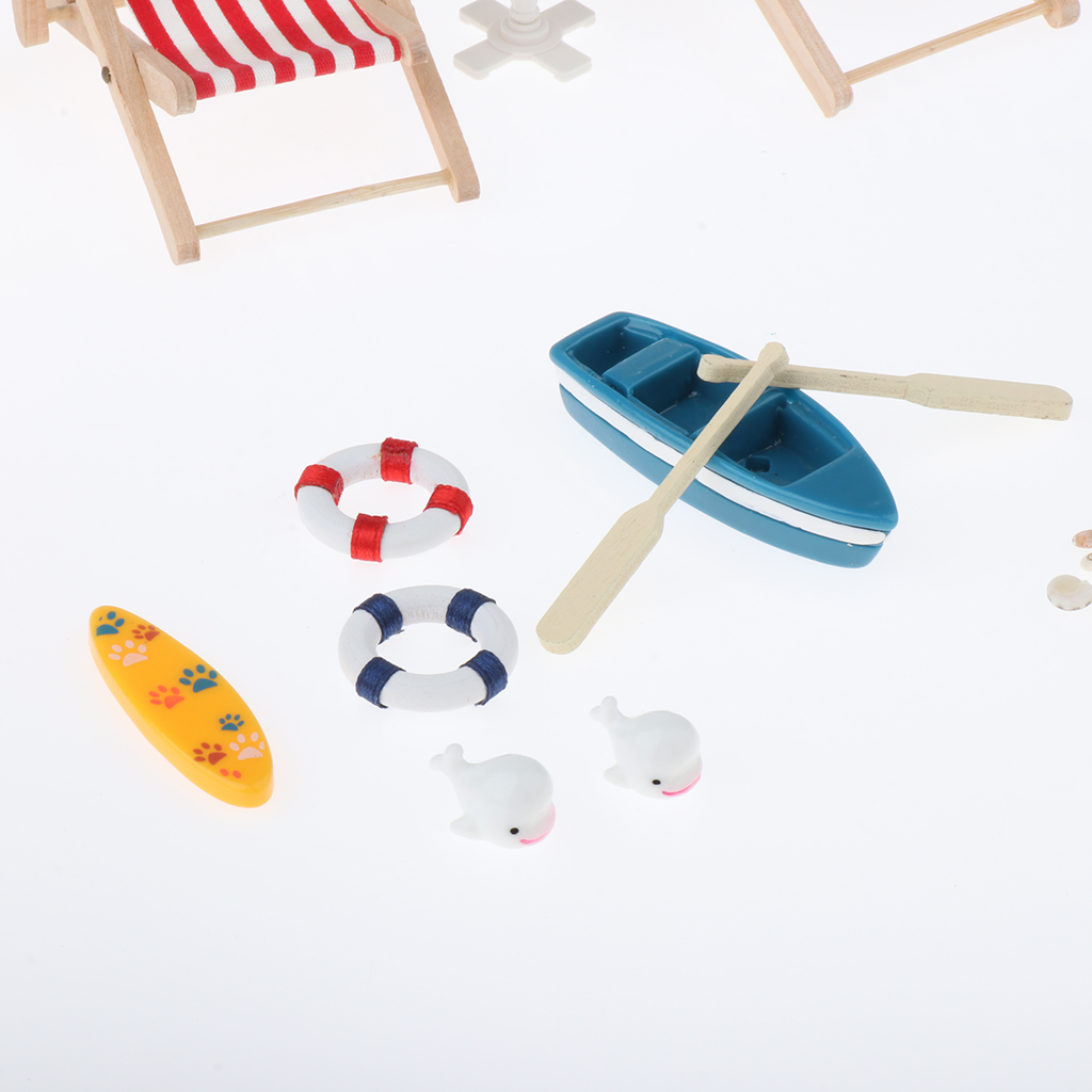 1/12 Dollhouse Mini Beach Umbrella Chair Tree Accessory Life Scenes