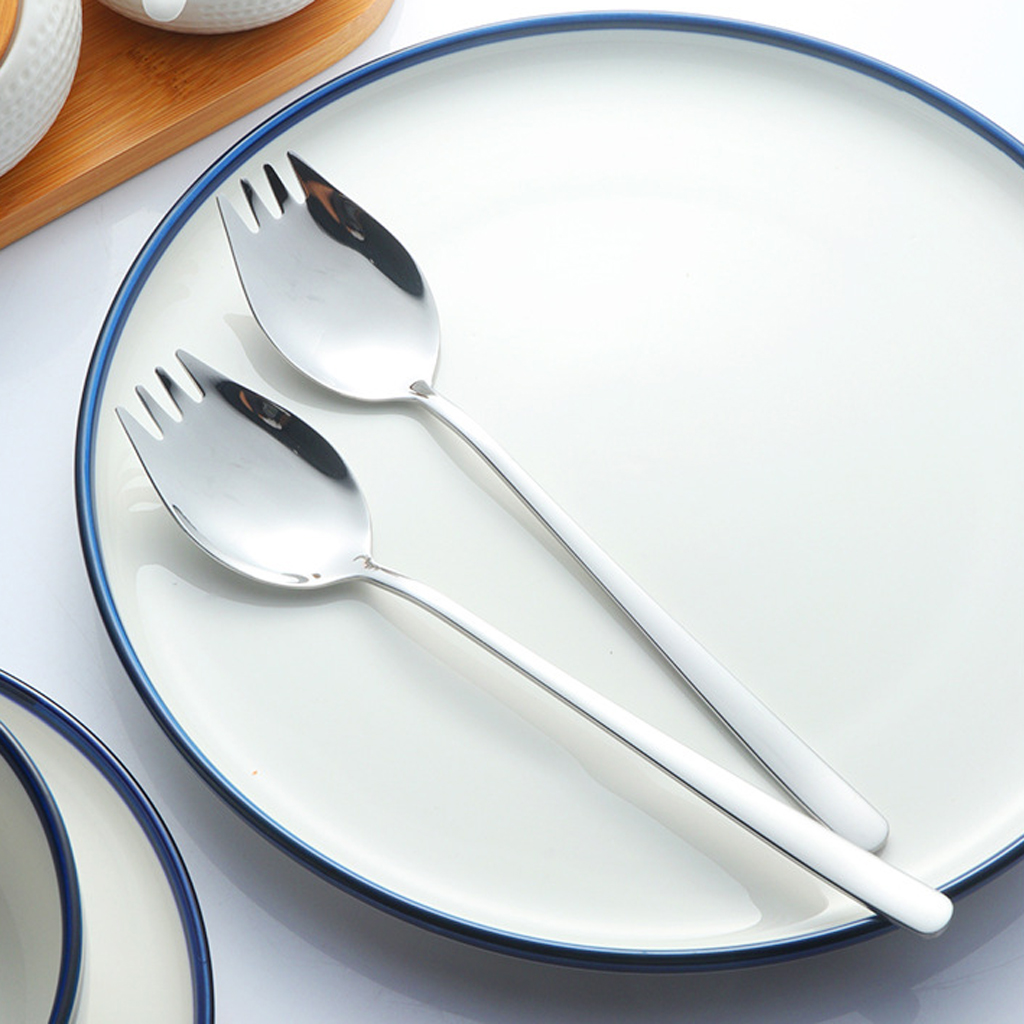 2xTravel Camping Picnic Stainless Steel Spoon Spork Practical Cutlery Flatware