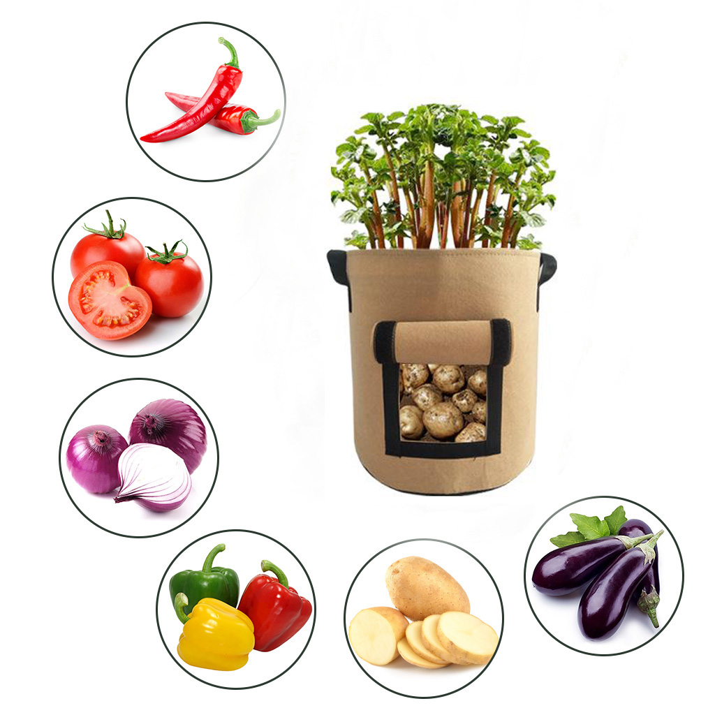 Non Woven Garden Thicken Reusable Potato Carrot Grow Bags S Light Tan