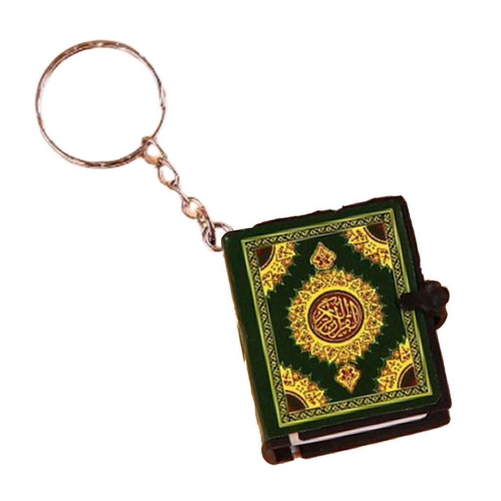 Mini Quran Keychain Arabic Muslim Keyring Key Holder Memorial Jewelry Green
