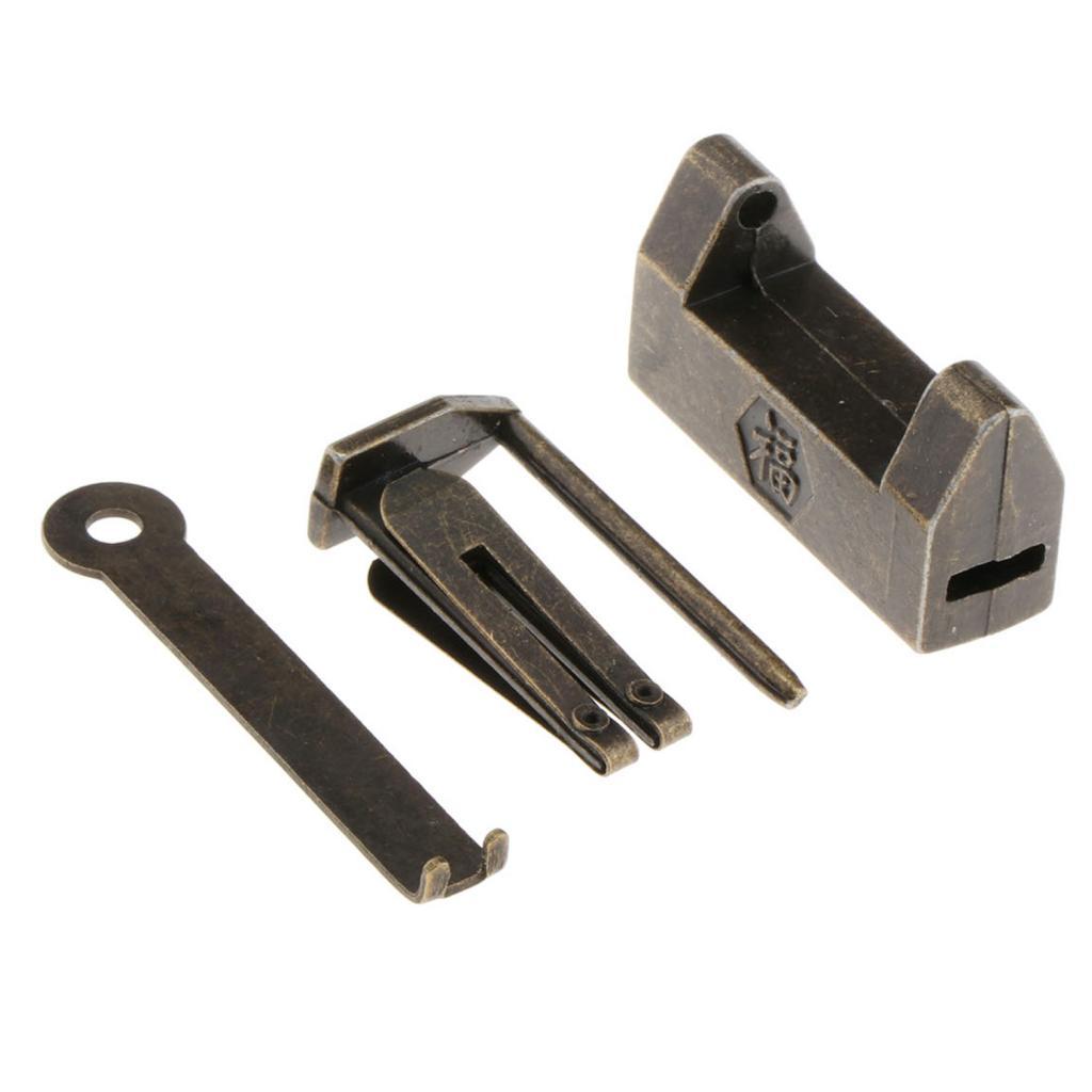 3xRetro Style Chinese Padlock Copper Locks Collection Gifts Fortune