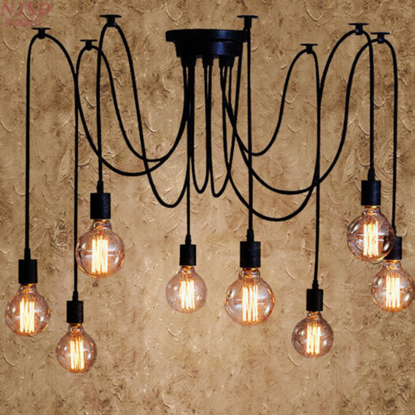 Multi Pendant Chandelier Adjustable DIY Ceiling Spider Pendant Light 6-Head