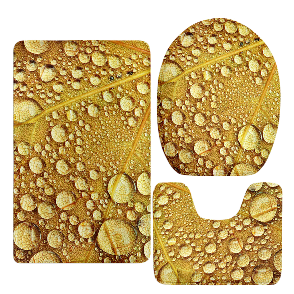 3D Scenery Non-Slip Bathroom Mat Toilet Floor Rug Set 8