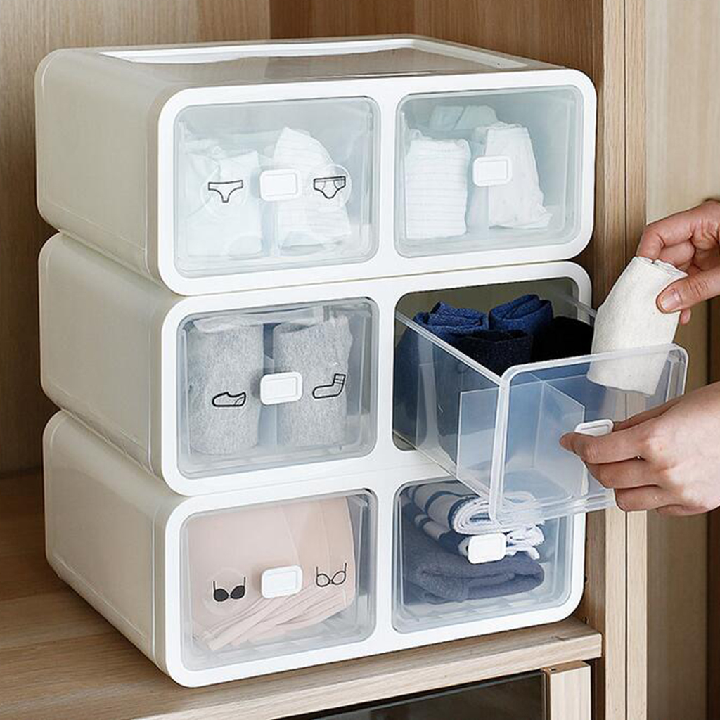 Plastic Underwear Storage Organizer Socks Ties Bra Container Drawer Blue