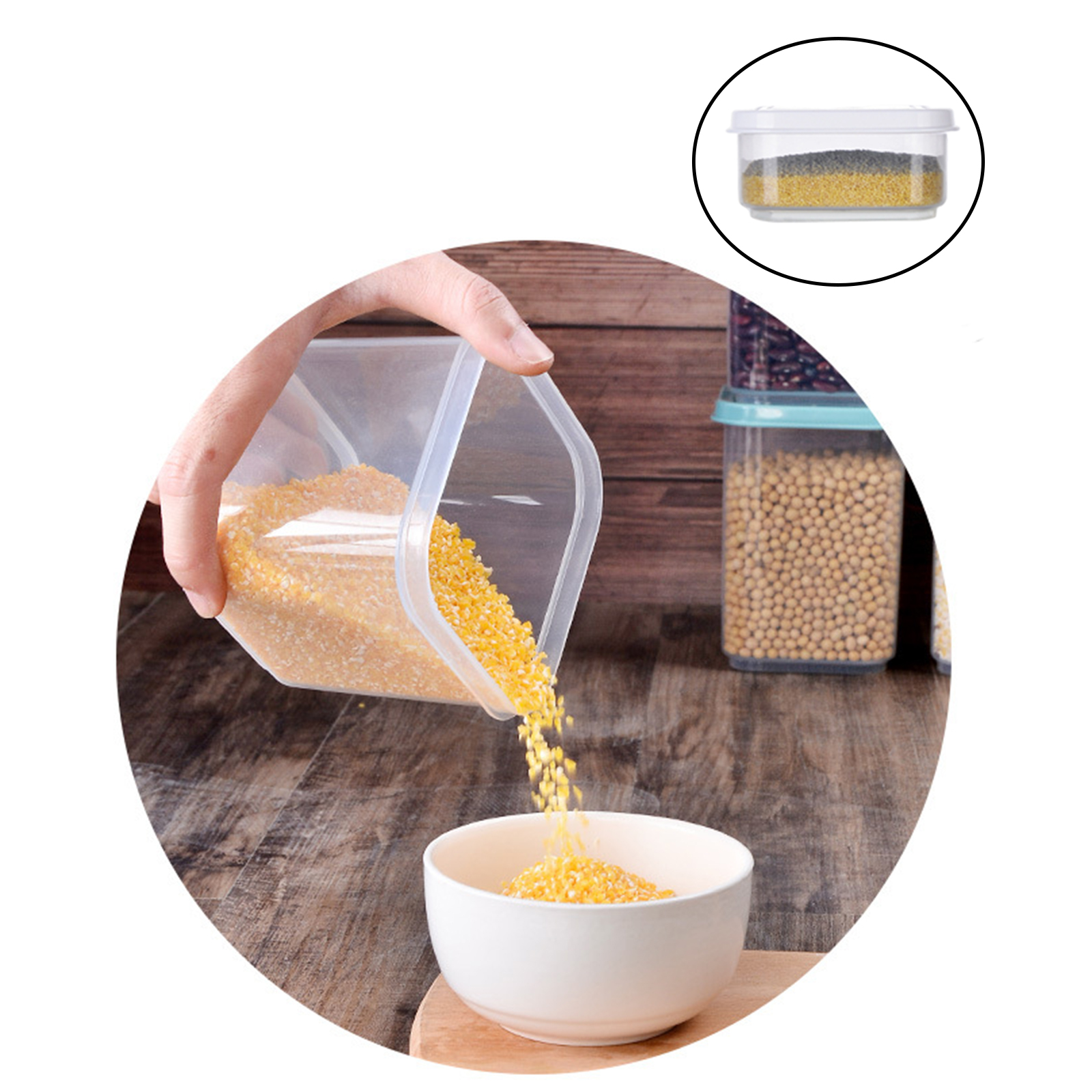 Food Storage Organizer Transparent Plastic Vacuum Lid Pasta Home Organiser A