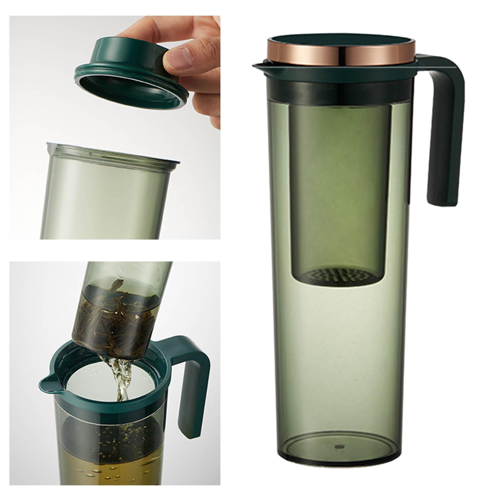 Water Jug Fridge Teapot Hot & Cold Water Tank for Beverage Lemonade Iced Tea Blackish Green