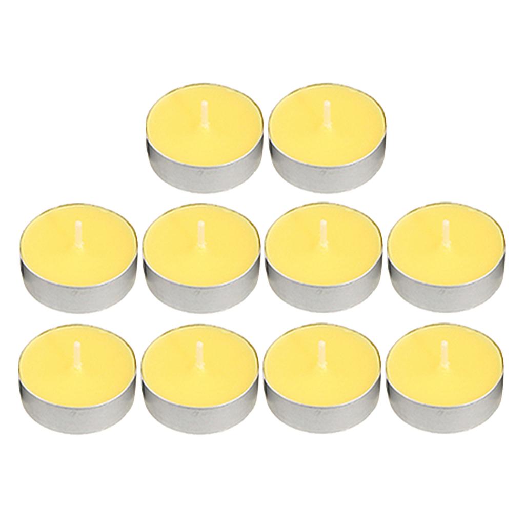 10pcs Smokeless Round Tealight Candles for Birthday Party 3.5x1cm Yellow