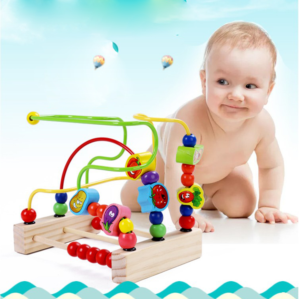 Educational Wooden Beads Toddler Infant Intelligence Toy Gift for Kids Xmas GA