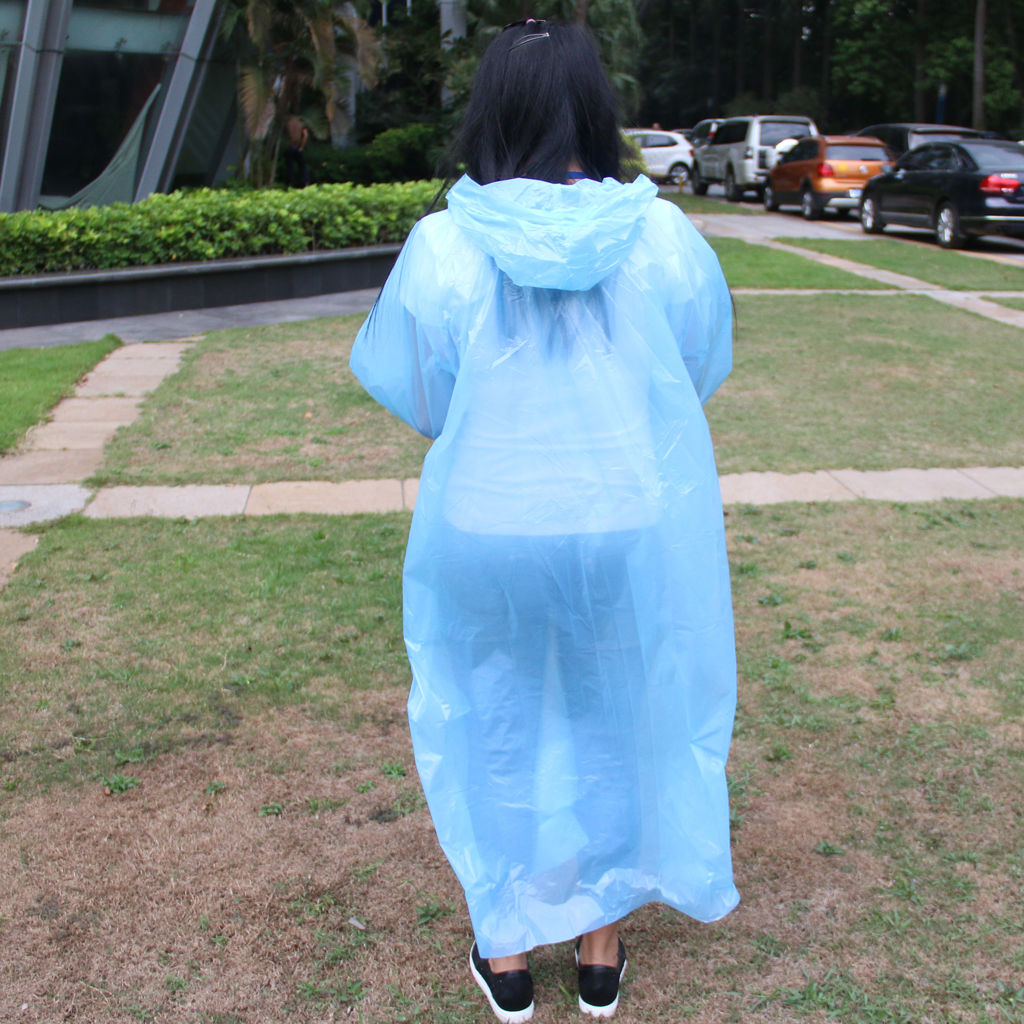 Unisex Disposable Rain Poncho Raincoat Cover Camping Hiking Outdoor Blue