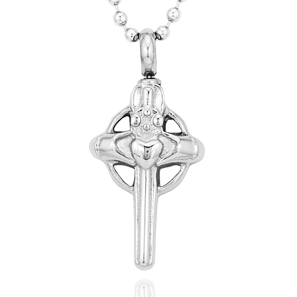 Steel Urn Cremation Cross Pendant Necklace Ash Holder Keepsake Jewelry