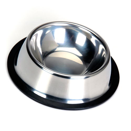 Stainless Steel Dish Bowl w/ Rubber Ring for Pet Dog Cat - 3#
