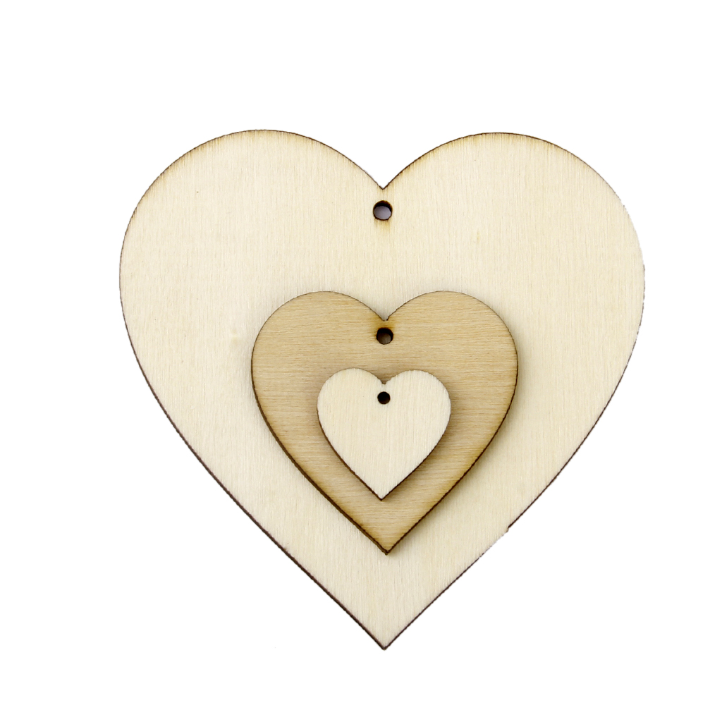 Phenovo Wooden Blank Heart Embellishments for DIY Crafts 8x8cm 25pcs   