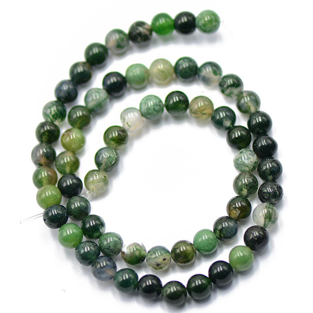 6mm Nature Green Moss Agate  Gemstone Loose Spacer Beads 15'' Round