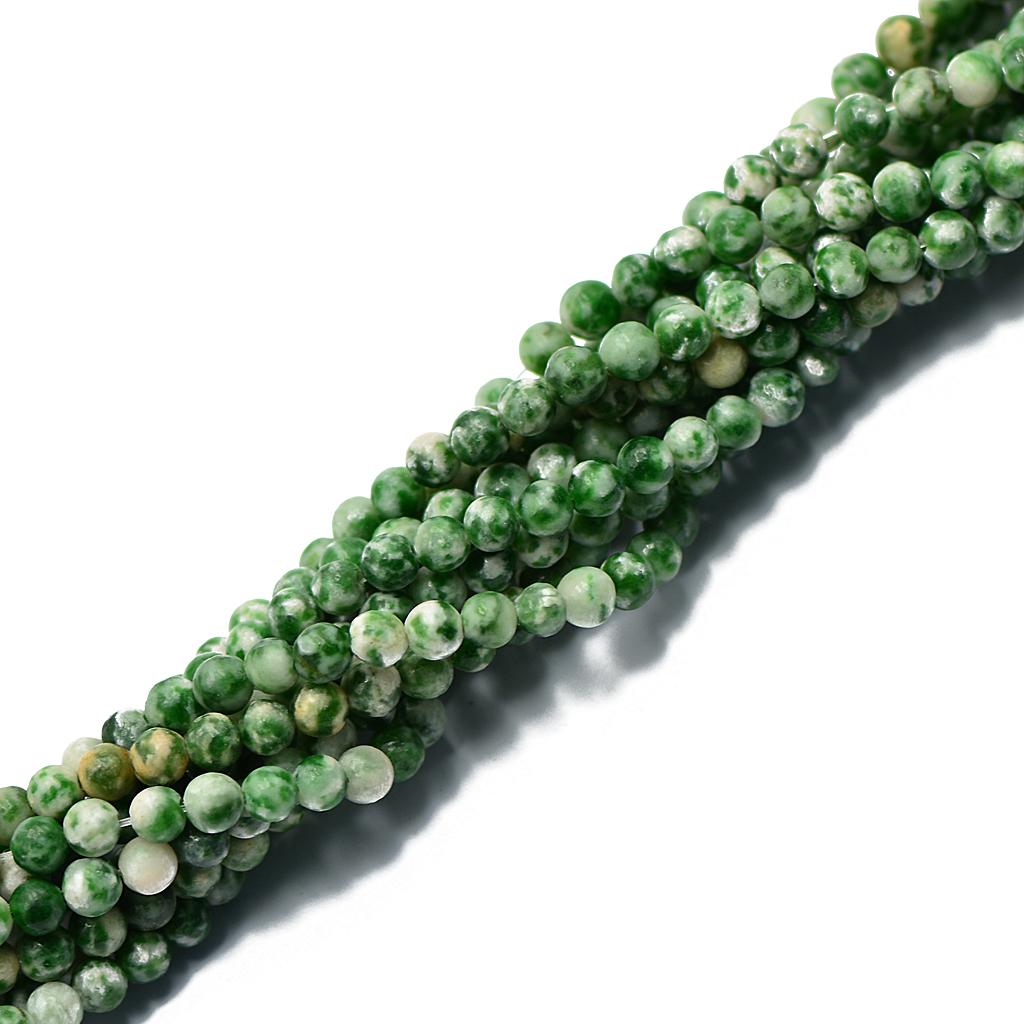 4 mm Round Green Dot Jasper Gemstone Loose Beads Strand 15 Inch