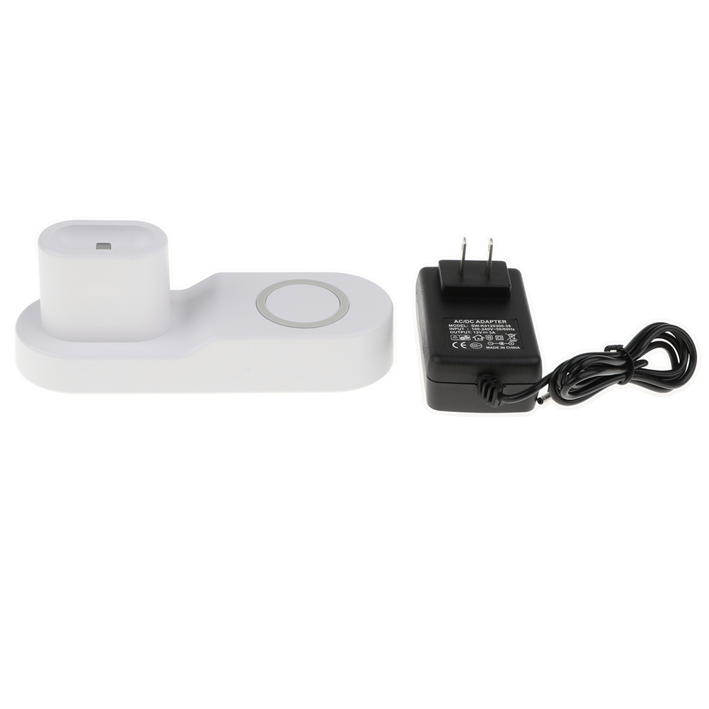 Multifunctional Qi Wireless Charger Charging Dock for Apple US Plug white