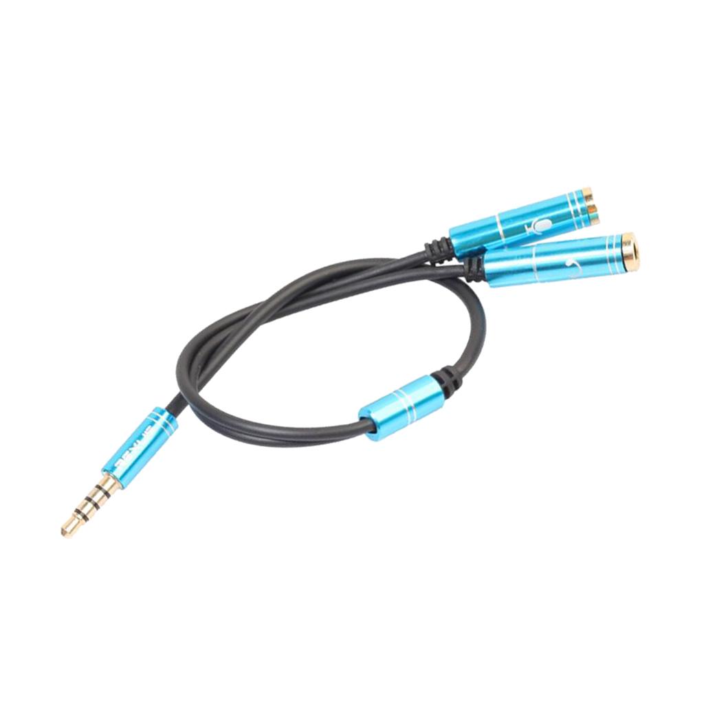 3.5mm AUX Audio Mic Splitter Cable Headphone Adapter Male To 2 Female