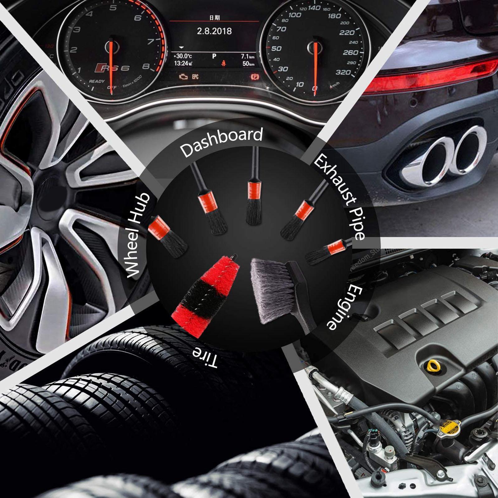 8PCS Wheel & Tire Brush Car Detailing Kit for Car Air Vent Interior Exterior