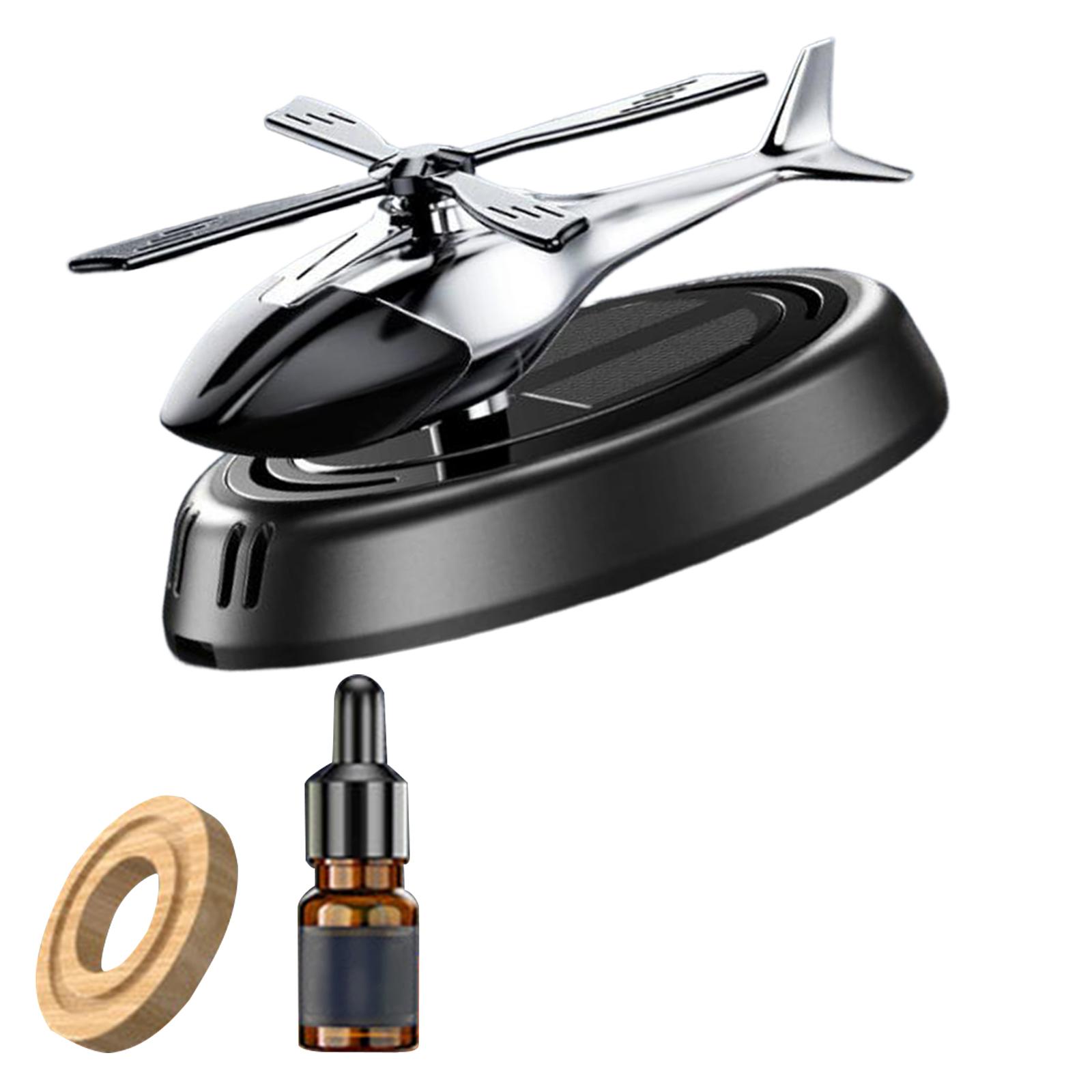 Helicopter Car Air Freshener Office Dual Frequency Mode Solar Autorotation Black