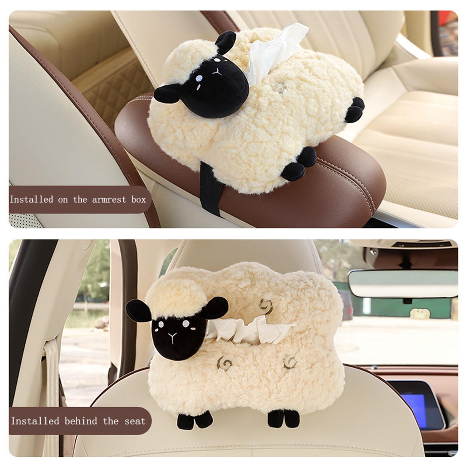 Animal Short Plush Tissue Dispenser Comfortable Cute Car Tissue Box Holder Style A