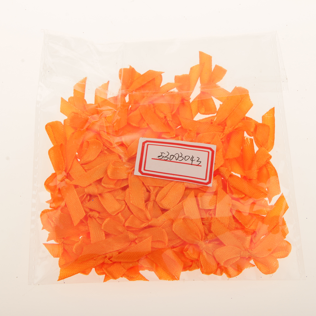100pcs Mini 3cm Ribbon Bowtie DIY Sewing Gift Box Embellishment-Orange