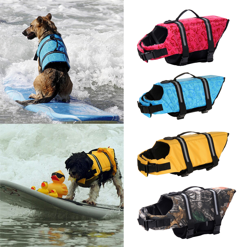 Dog Aquatic Reflective Preserver Safety Float Vest Saver Life Jacket Blue M