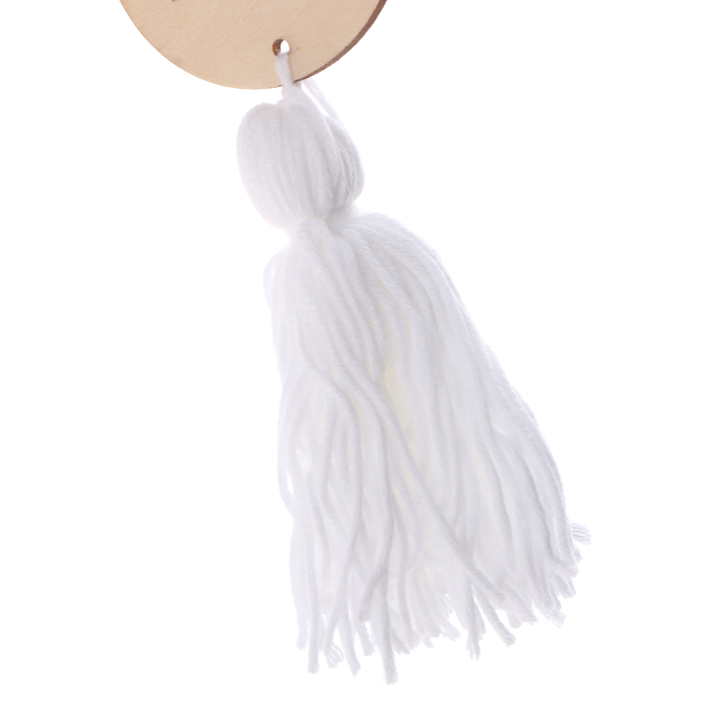 Nordic Wooden Beads Tassel Pendant Girls Wall Hanging Ornament Rabbit White