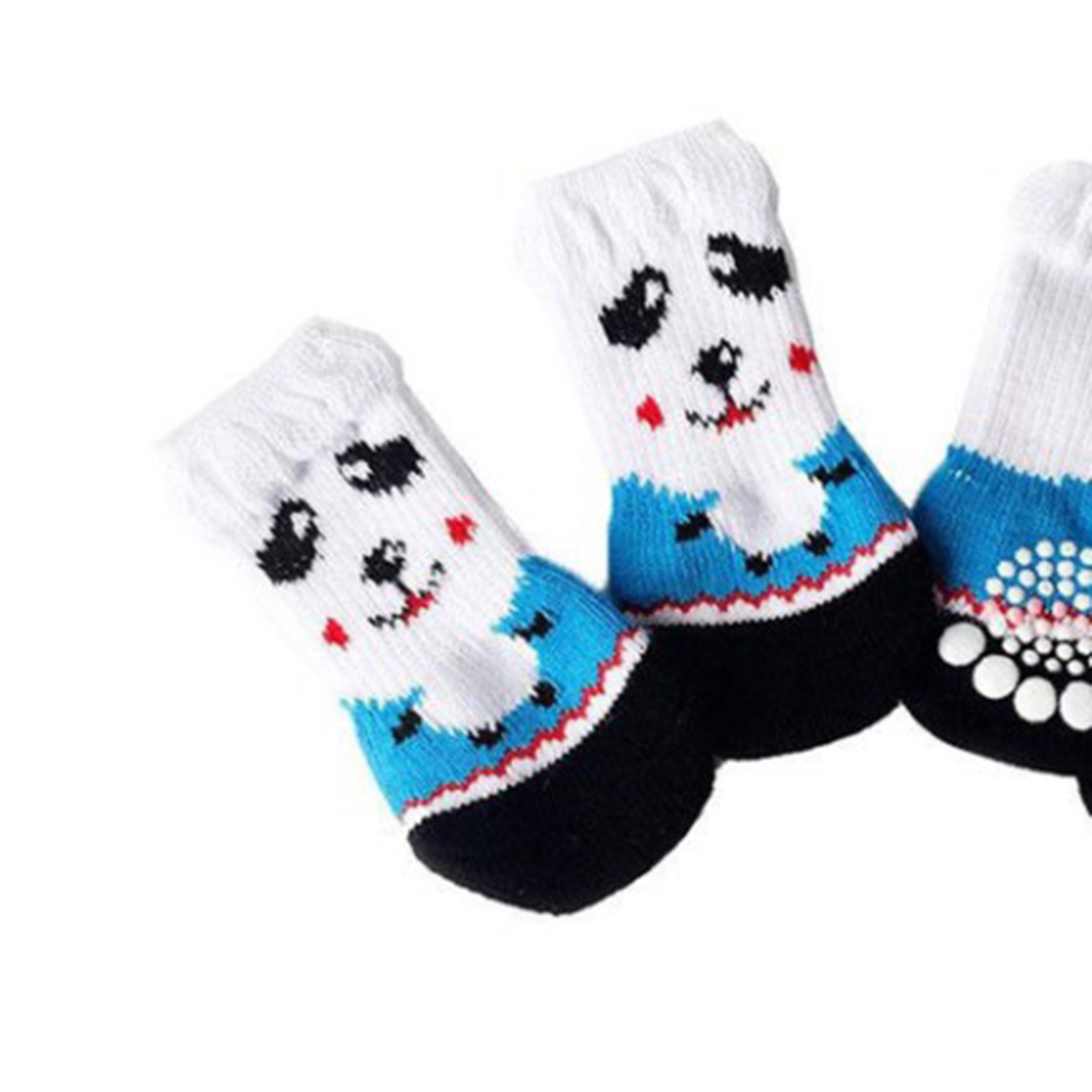 4 Cute Pet Cat Puppy Dog Socks Anti-slip Paw Protector L Panda