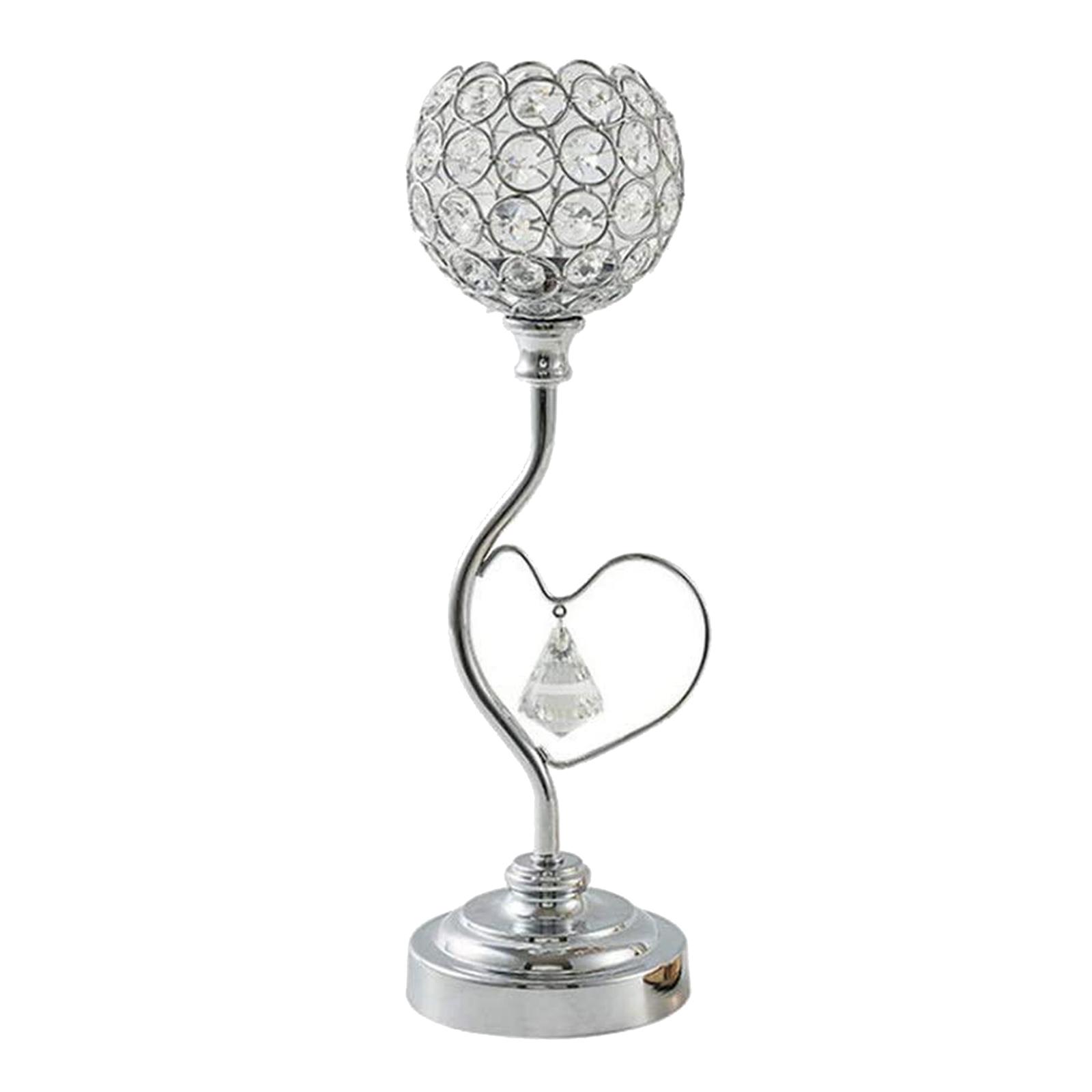 Crystal Candle Holder Centerpiece Home Candlestick Housewarming Gift Silver