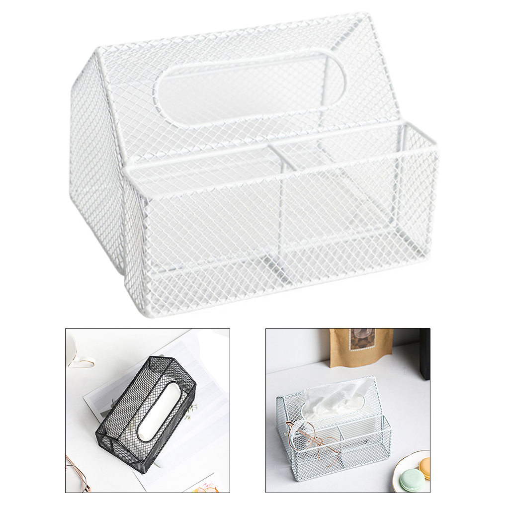 Compact Metal Napkin Facial Tissue Box Case Cover Holder Kitchen White