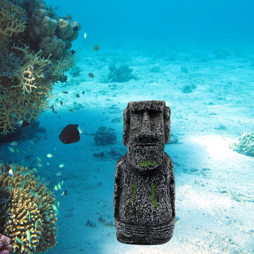 Aquarium Moai Easter Island Statues Landscape Garden Ornament 5x3x12cm